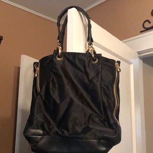 Henri Bendel black nylon satin tote